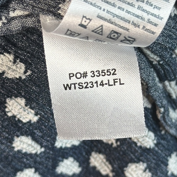 Faherty Emery Peasant Blouse Boho Tie Gauzy Size M Ditsy Floral Lotus Pattern - Picture 8 of 15